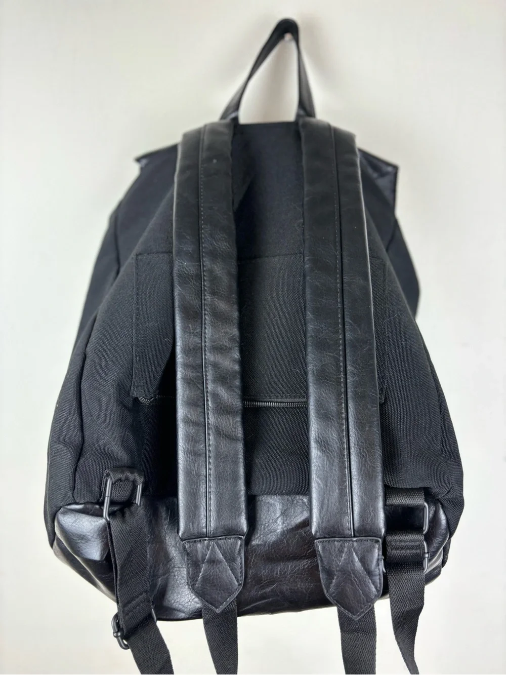 BEIS Travel Backpack-Canvas & Leather Trim-Black
